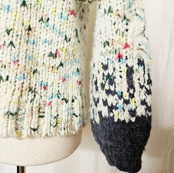 Anthropologie Gaia Sweater XXS COZY Blue Chunky Knit Confetti NWT Mock Neck - Picture 7 of 11